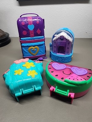 Lot of 4 Polly Pocket Compact Playsets 4 Dolls & Accessories Mattel  Incomplete