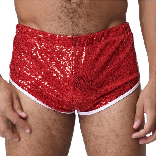 Mens Glittery Low Rise Shorts Color Blocked Briefs Hot Pants for Club Party - Picture 45 of 67