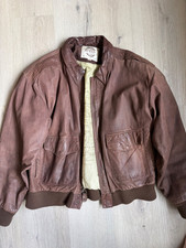Vtg 90s Leather Bomber Flight Jacket Mens M G...