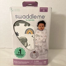 SwaddleMe by Ingenuity Arms Free Convertible Swaddle Wrap/Happy Elephants /3-6 M