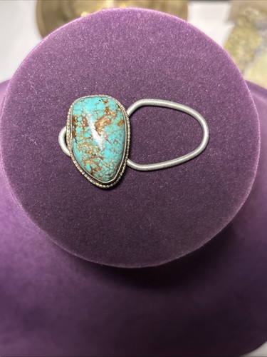 Vintage Navajo Large Sterling Silver Turquoise Key clip Bennett Pat Pend C-31 - Picture 3 of 5