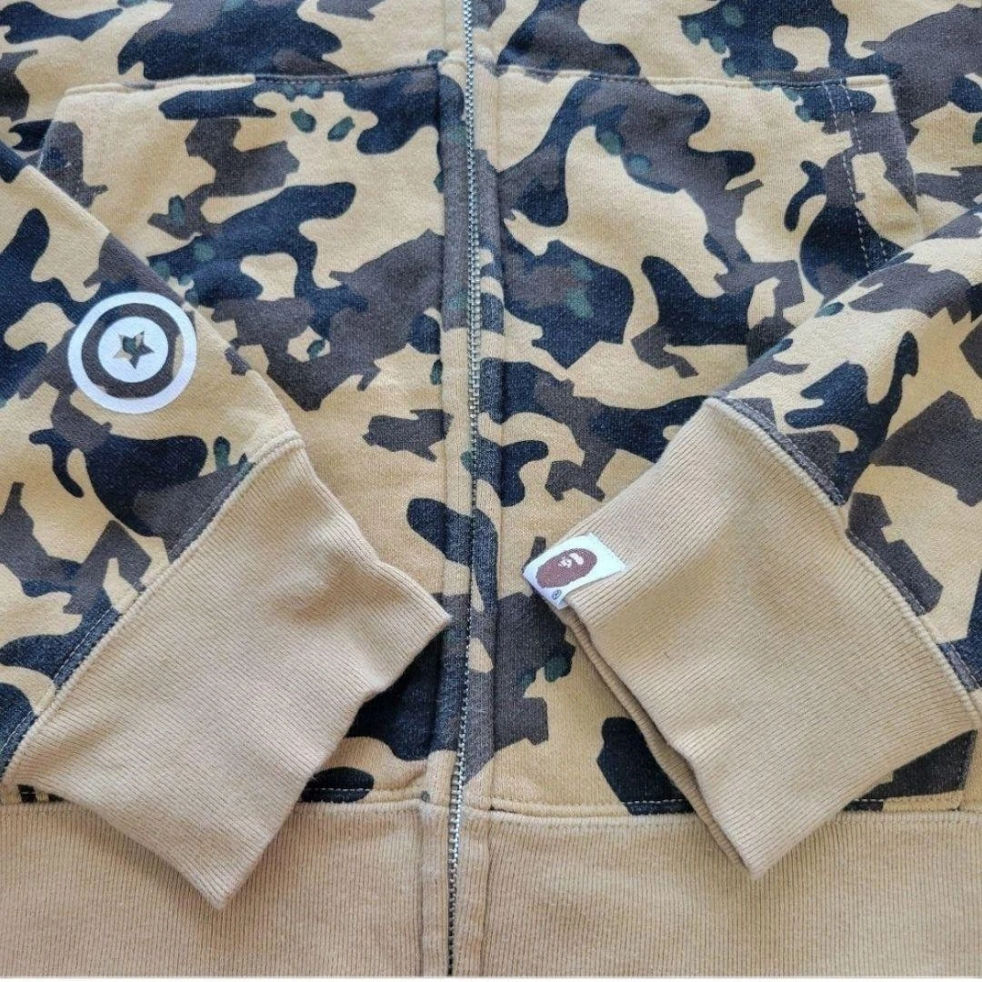A BATHING APE (BAPE) Felpa con cappuccio uomo Bape Shark JP taglia L mimetica da dessert usata in ottime condizioni