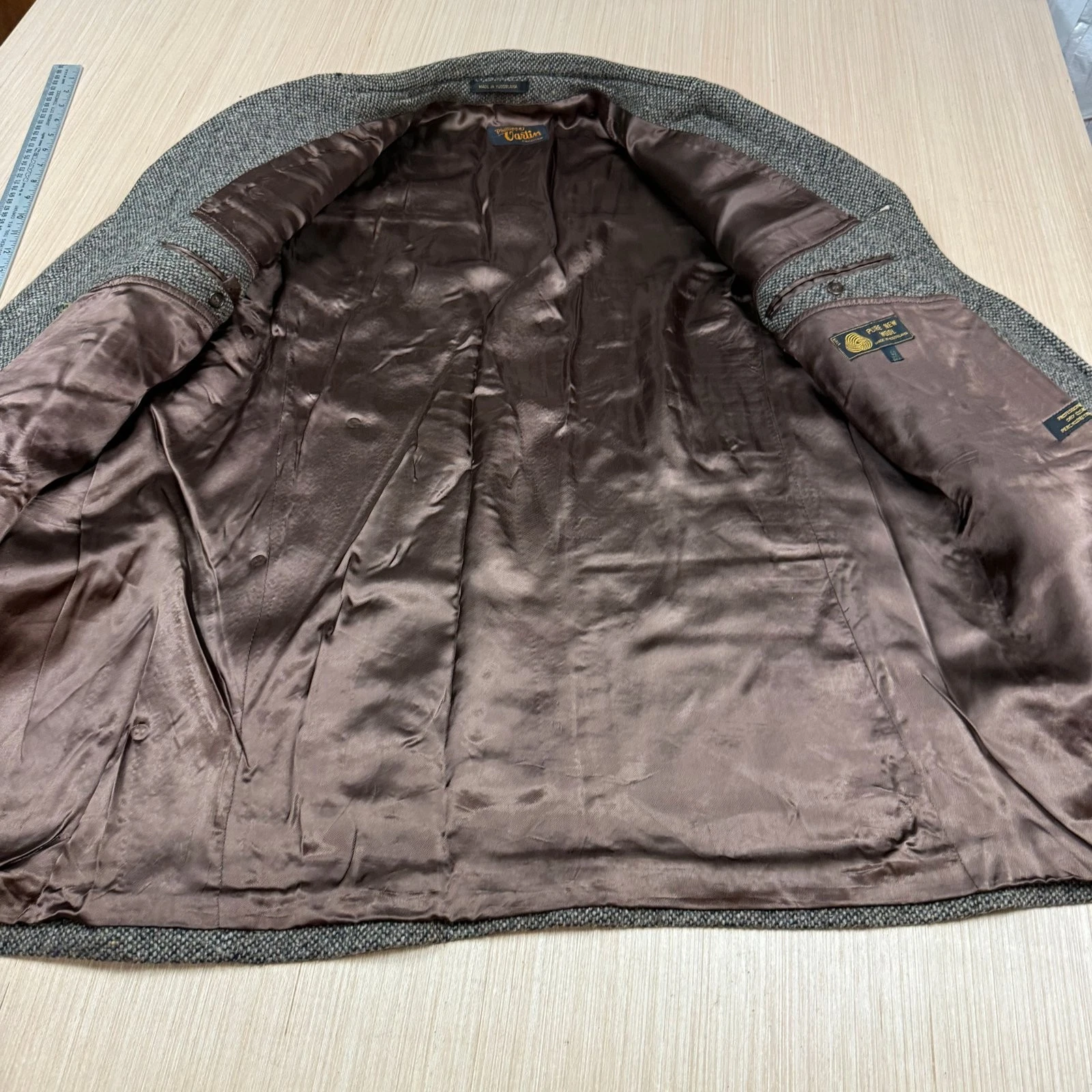 Vintage Tweed Wool Car Coat 42 Shooting 70s Jacket Yugoslavia Phillippe Vartin L image 2