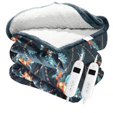 Printed Electric Blanket Queen,Print Heated Electric Blanket Throw with Doubl...