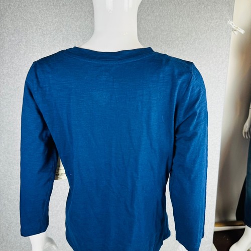 New St John's Bay Womans Sz Small Shirt Blue Be Merry 3/4 Sleeve Stretch NWT - Picture 6 of 7