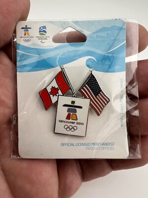 2010 Vancouver Winter Olympic Games Dual Flag Canada USA Lapel Pin