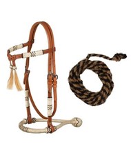 Bosal set in rawhide intrecciato e cuoio con mecate in crine Pools 
