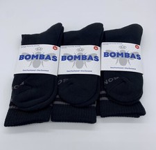 Bombas Black Crew Calf Socks Adult M Lot of 3 with Honeycomb Arch Support New