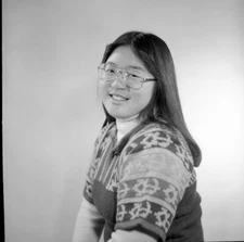 Vintage Negative B&W Med Format 1970's Yearbook Photo Teen Girl Glasses #345