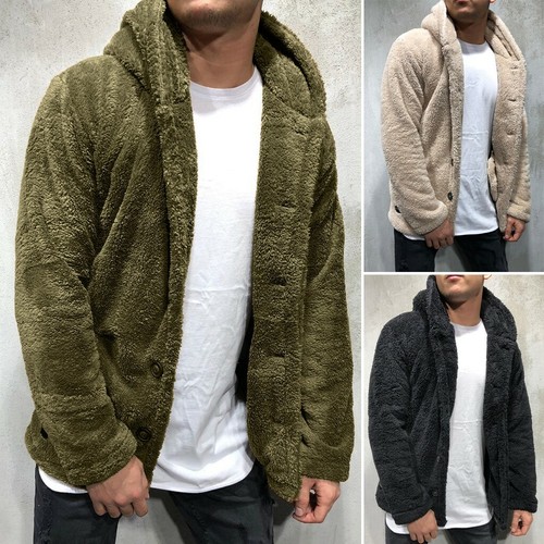 Mens Teddy Bear Fluffy Fur Cardigan 