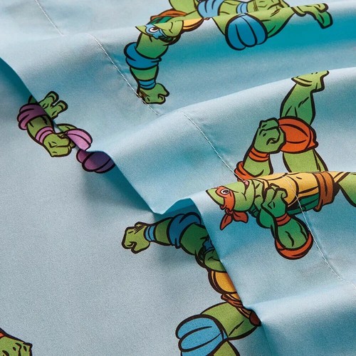 TMNT Teenage Mutant Ninja Turtle Retro & Ready To Fight Twin Size Bed Sheet Set - Picture 4 of 4