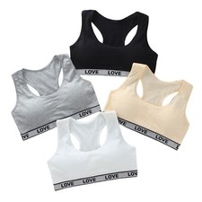 4 PACK GIRLS CROP BRAS TOPS COTTON SPOT PRINT MIXED COLOUR 8-16 YEARS Puberty