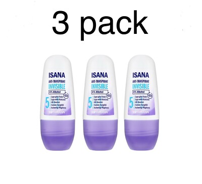 3x ISANA INVISIBLE antiperspirant, 48H, 1.69Fl.Oz | 50 ml