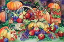 Ceramic Backsplash Tile Mural Fruit Vegetable Kitchen/Bathroom - Fall Harvest