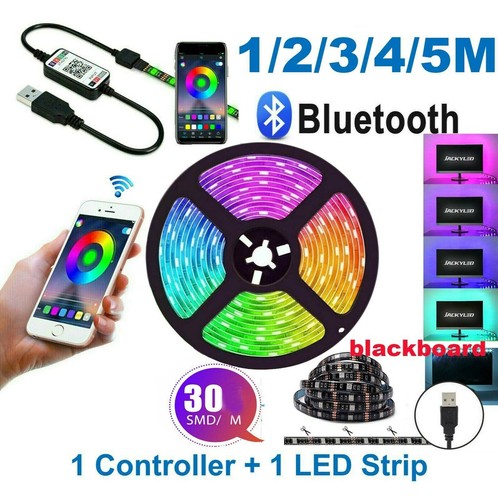 1-5M RGB LED Strip Lights USB Bluetooth Music Colour Changing Lamps Room TV Back - Picture 15 of 15
