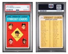 1963 Topps AL Strikeout Leaders Jim Bunning #10 PSA 7 NM