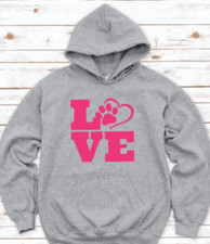 Dog Love Heart Gray Unisex Hoodie Sweatshirt
