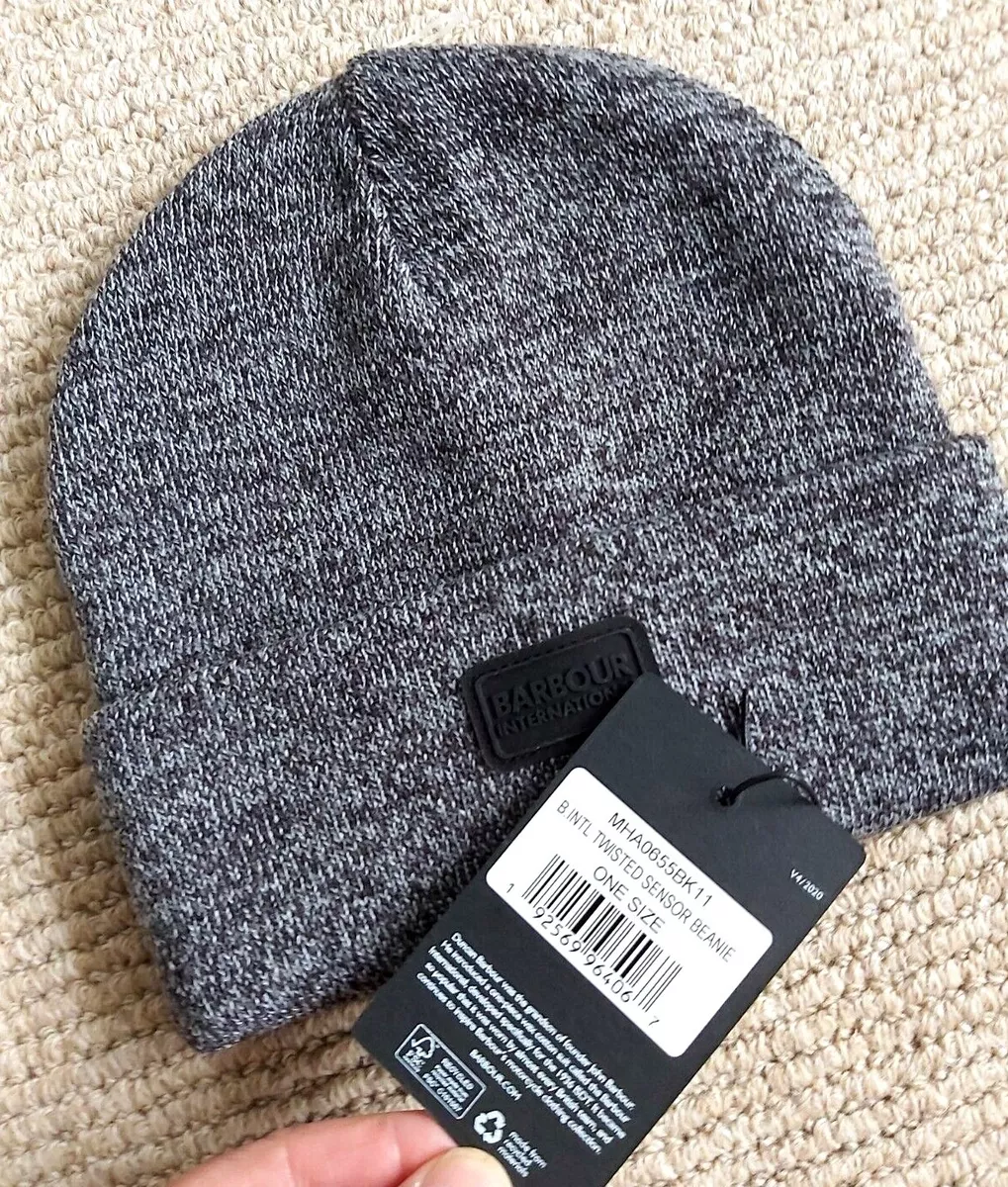 Genuine BARBOUR INTERNATIONAL Charcoal Grey BEANIE Hat CUFF ADULT BAR113