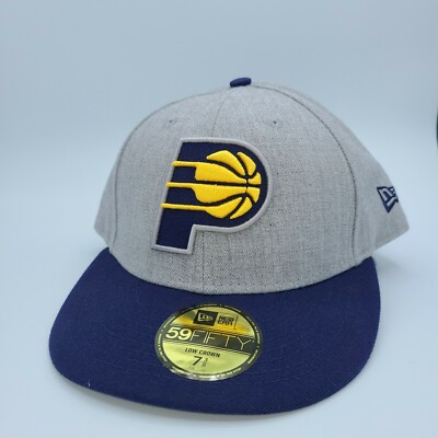 Indiana Pacers Hat New Era 59Fifty Fitted 7-3/8 Low Crown Cap Blue Gray Classic