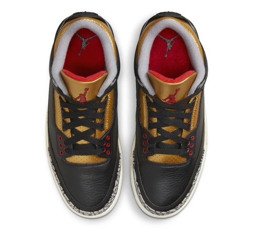 NIKE AIR JORDAN 3 RETRO BLACK CEMENT GOLD SHOES WOMEN SIZE US7-9 EUR38-41 III - Picture 4 of 8