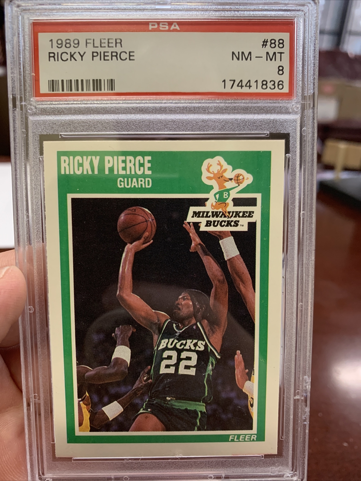 1986 Fleer #88 Ricky Pierce RC PSA 8 Milwaukee Bucks