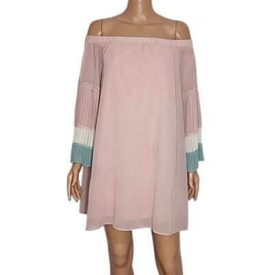 Entro off Shoulder Long bell sleeve Shift Dress Pink  Size M Medium