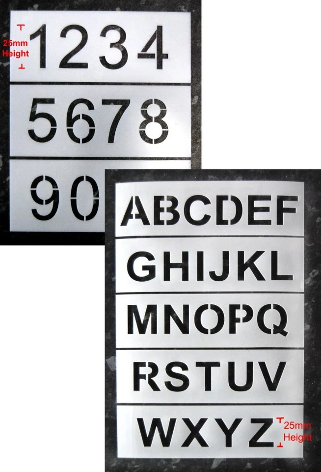 STENCILS-R-US 25mm Letter and Number Industrial Stencils