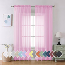 Light Pink Sheer Curtains 84 Inches Long 2 Panels Set, Semi Transparent Voile Ro
