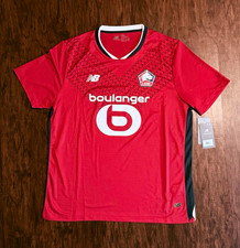 New Balance Lille OSC Soccer Jersey Shirt Red Black White Boulanger Logo
