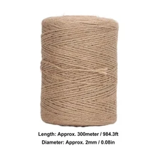 Jute Rope Strong Hemp 2mm 2 Ply Twine String Safety Protection DIY Crafts Arts