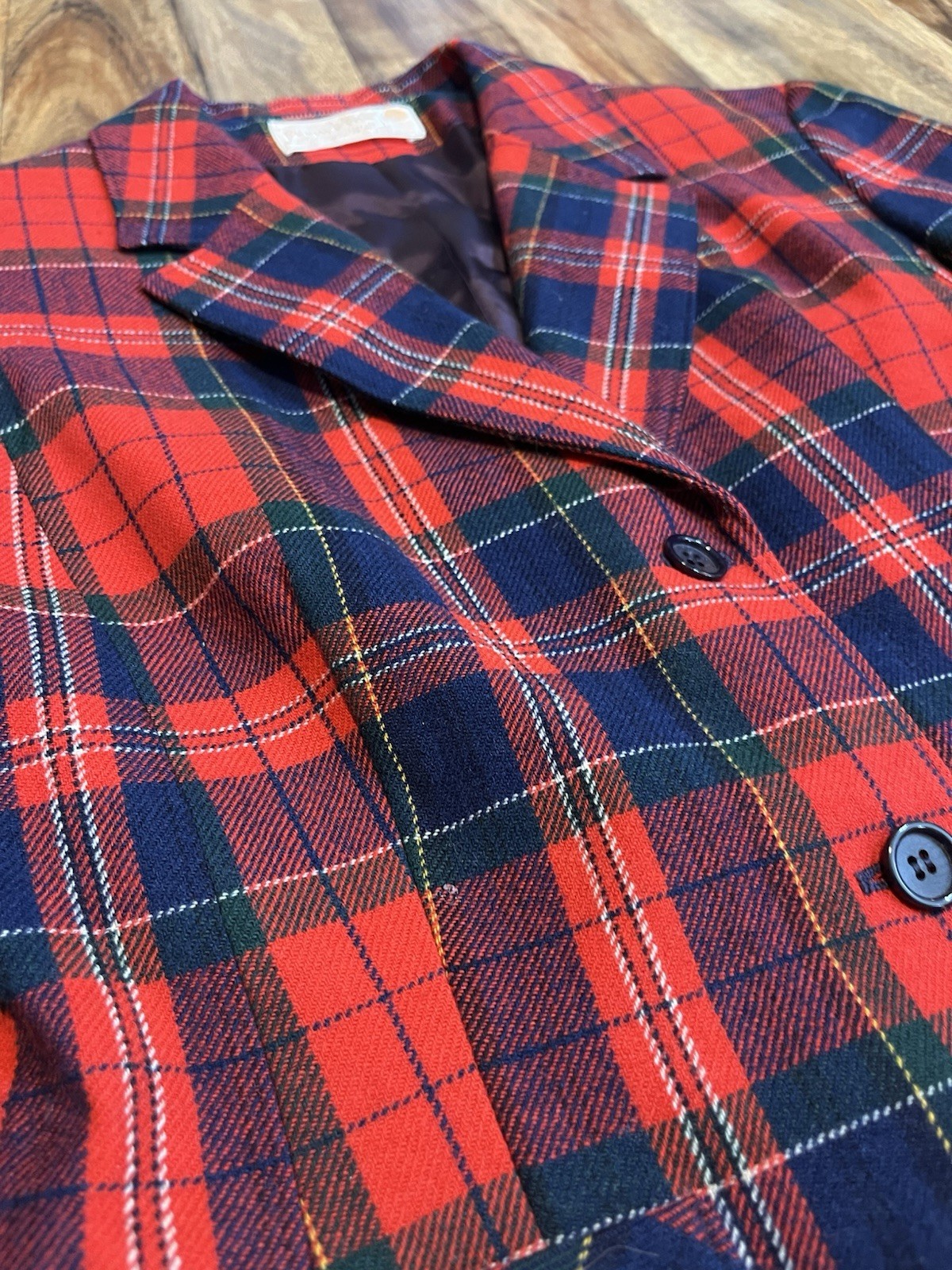 VTG Pendleton Red Checkered Wool Jacket Size 12 M… - image 2