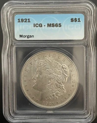 MS65 1921 Silver Silver Morgan Dollar ICG MS65 GEM Strong Strike