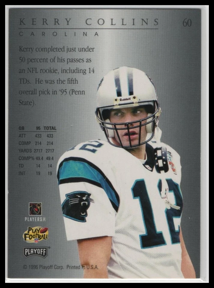 1996 Playoff Trophy Contenders #60 Kerry Collins - Image 2 of 2