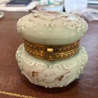 C. J. Monroe Antique WAVE CREST Art Glass Dresser Box Vanity Powder Jar — photo 1