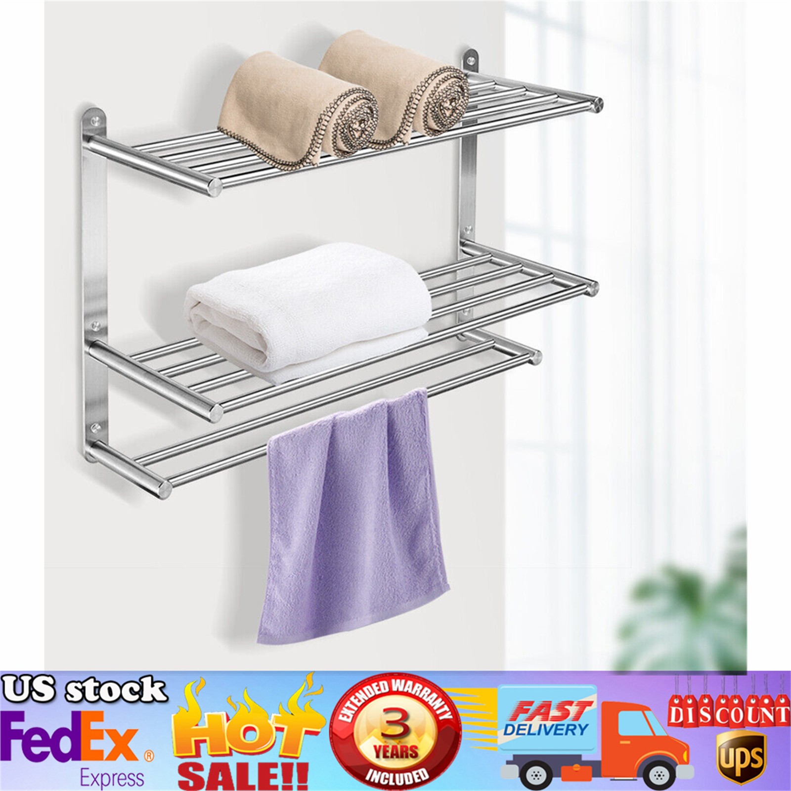 Rack Stainless Steel  Towel Shelf Wall Mount
