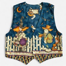 Vintage Handmade Country Halloween Fall Witch Scarecrow Ghost Vest
