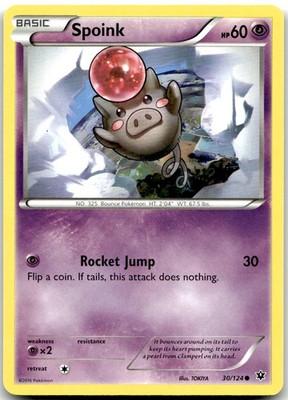 Pokemon Spoink Fates Collide FCO #30/124 Common LP BUY 2, 1 FREE!
