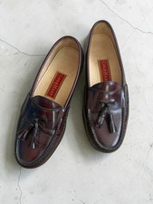 COLE HAAN City Men  s Vintage Brown Burgundy Leather Tassle Loafers Dress Shoes S