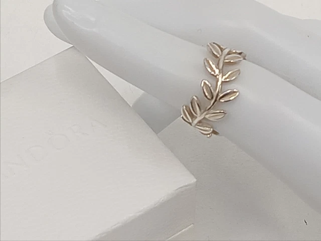 Pandora Sterling Silver 925 Laurel leaf Wreath Ring Size J Weight 3.41g Boxed