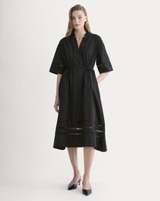 $228 NWT! Everlane THE LACE TRIM CAFTAN DRESS Black Organic Cotton Size Small