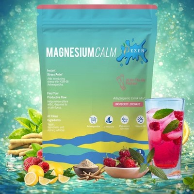 DEZEN Super Calm Magnesium Powder Drink Mix Raspberry Lemonade Flavor