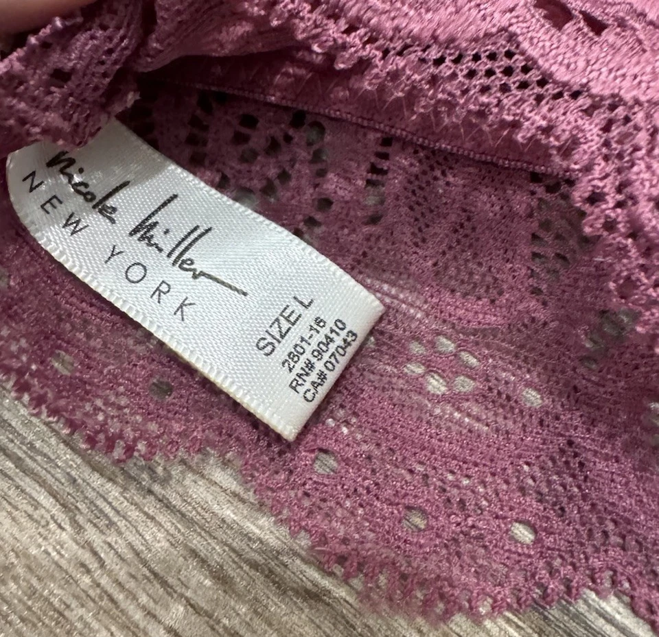 NICOLE MILLER Pink Lacy Lace Wireless Bra Bralette Large NWT - Image 2 of 4