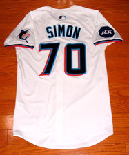 MIAMI MARLINS RONNY SIMON GAME ISSUED UN WORN 2025 JERSEY (PITTSBURGH PIRATES)