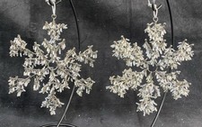 VTG Czech Wired Snowflake Christmas Tree Ornament Dangling Beads Lot Of 2, 5  