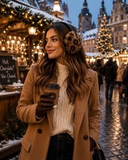 Leopard Print Faux Fur Earmuffs Soft Winter Ear Warmers Cute Plush