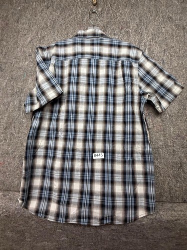 Carhartt Men's Shirt Relaxed Fit Short Sleeve Plaid Gray Orange Black L - Picture 3 of 6