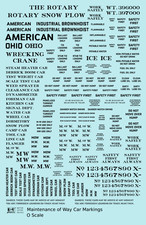 K4 O Scale Decals Maintenance Of Way MOW Data and Markings Black