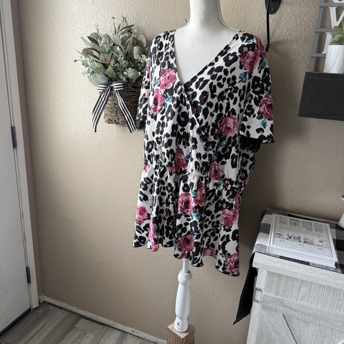 Lane Bryant Damen Plus Blumen Leopardenmuster Bluse Top 28W - Bild 2 von 9