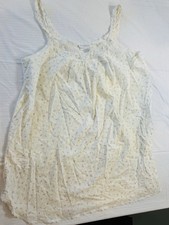 Miss Elaine White Floral Sz L Smocked Floral Lace Trim Nightgown Cottagecore