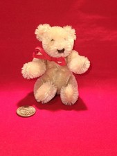 Tiny Tan Steiff Mohair Teddy Bear- Black Button Eyes Stitched Nose 2.5" X 2.5"